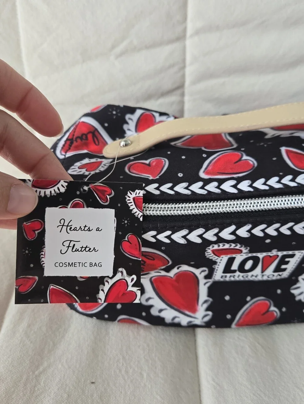 Brighton Hearts Flutter‎ Cosmetic Bag Compact Travel Organizer